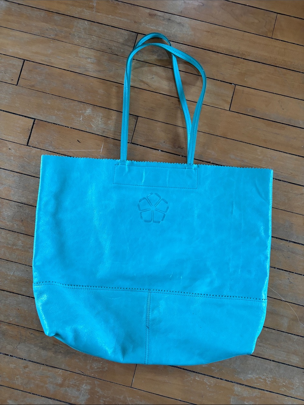 Banana Republic Trina Turk oBright Turquoise Leather Tote Bag